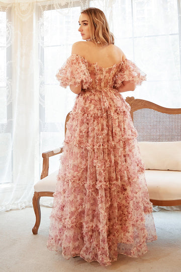 A Line Off the Shoulder Ivory Red Flower Plus Size Ball Dress
